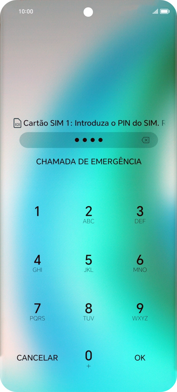 Se o cartão SIM estiver bloqueado, deve introduzir o código PIN e premir OK.