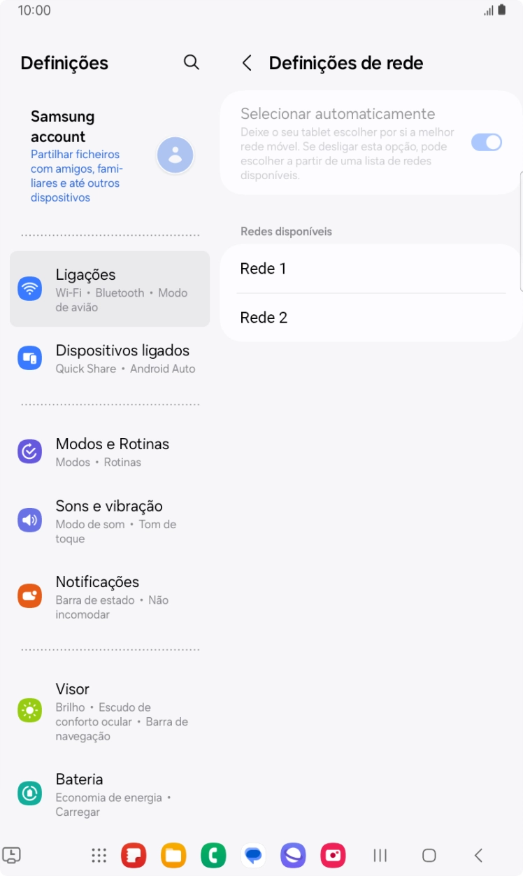 Prima a rede pretendida.