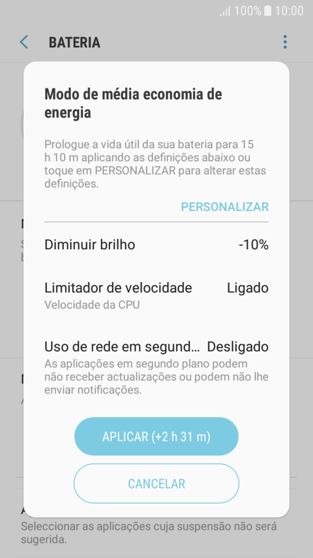 Prima APLICAR para ativar a função.
