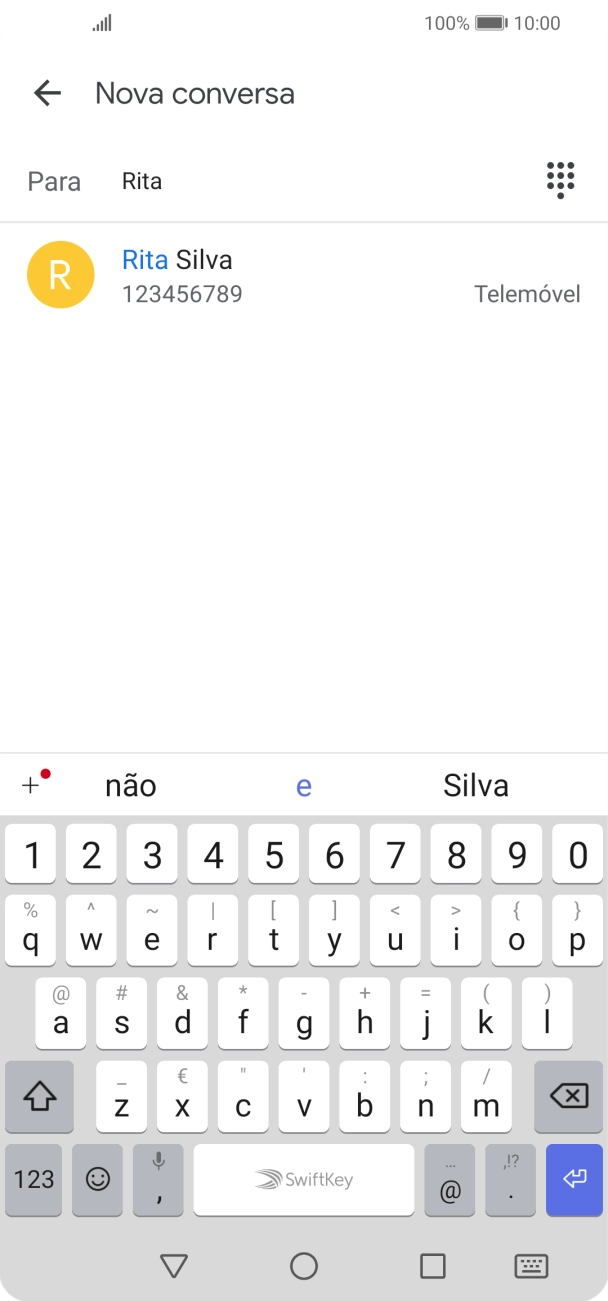 Prima o contacto pretendido.