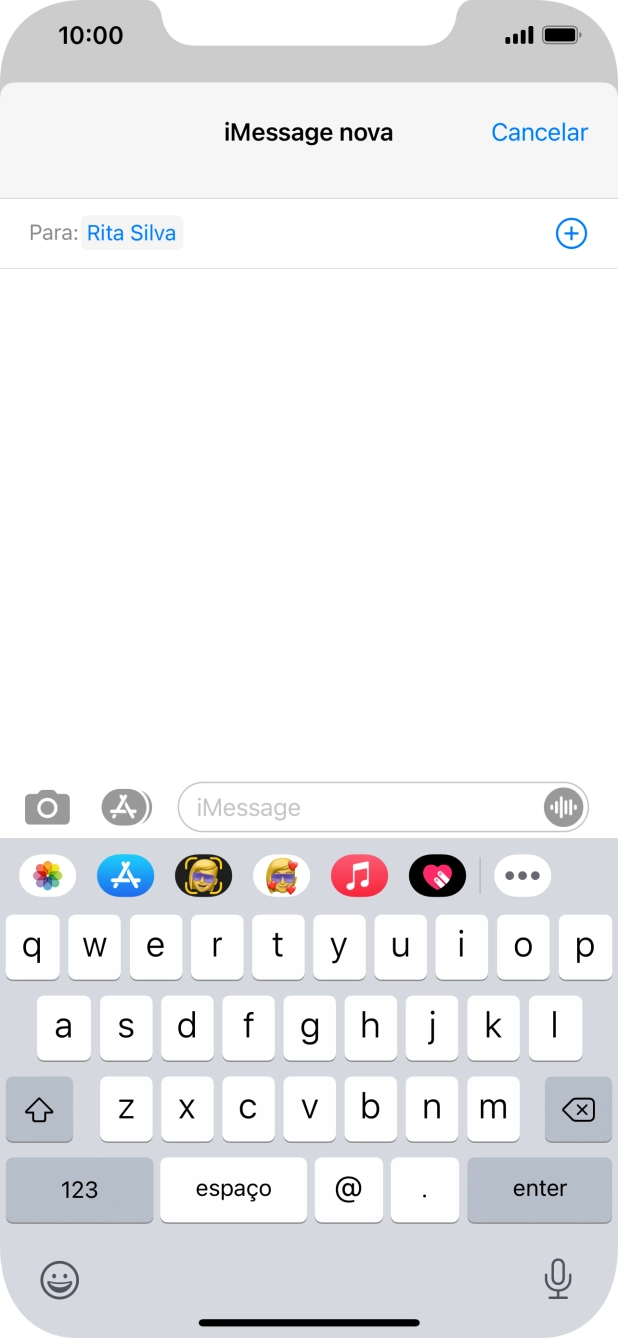 Também é possível enviar imagens, vídeo, audio e diferentes efeitos na iMessage. Siga as indicações no ecrã para enviar a iMessage com o conteúdo pretendido.