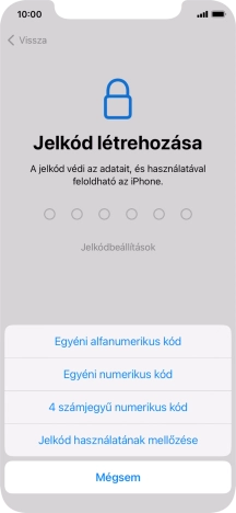 A képernyőzár használatának bekapcsolásához kövesd a képernyőn megjelenő utasításokat, vagy válaszd a Jelkód használatának mellőzése lehetőséget.