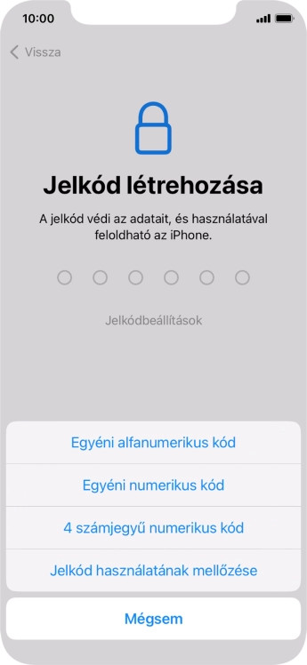 A képernyőzár használatának bekapcsolásához kövesd a képernyőn megjelenő utasításokat, vagy válaszd a Jelkód használatának mellőzése lehetőséget.