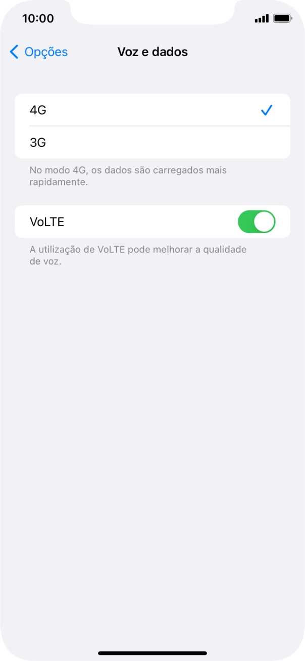 Prima o tipo de rede pretendido.