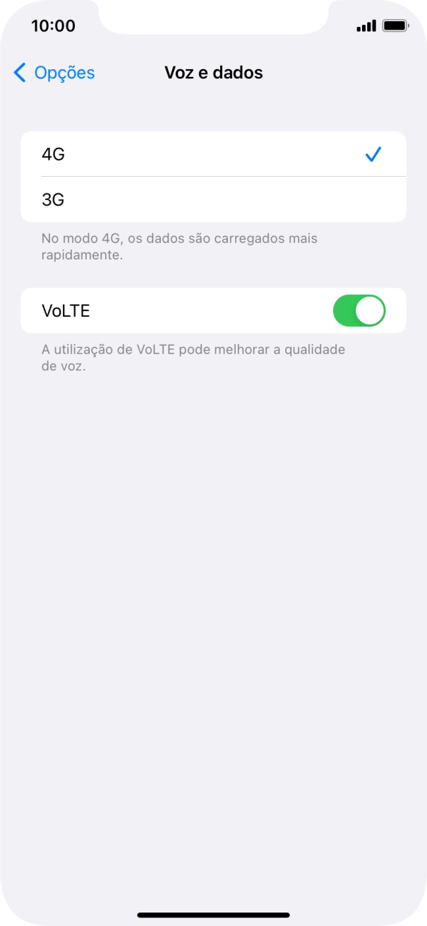 Prima o tipo de rede pretendido.