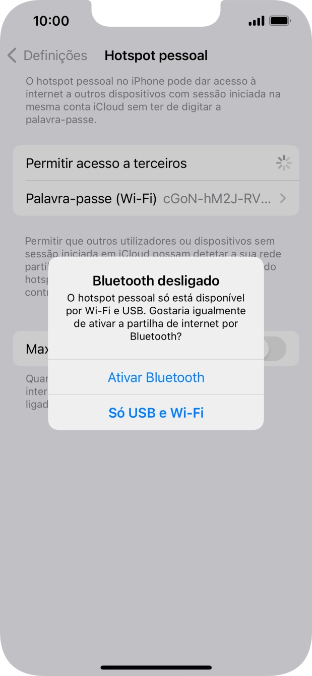 Se o Wi-Fi estiver ativado, prima Só USB e Wi-Fi .
