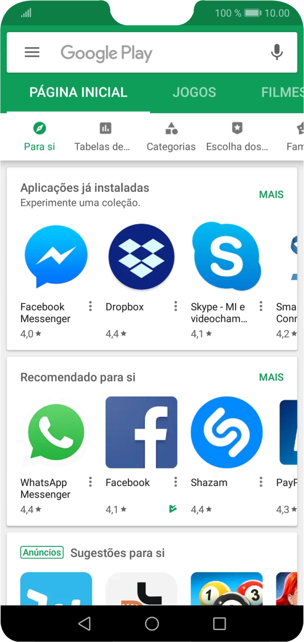 Deslize o dedo sobre o ecrã da esquerda para a direita.