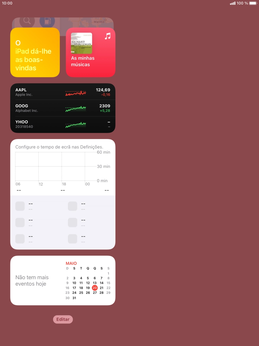 Mantenha premida por um instante a pilha de widgets pretendida.
