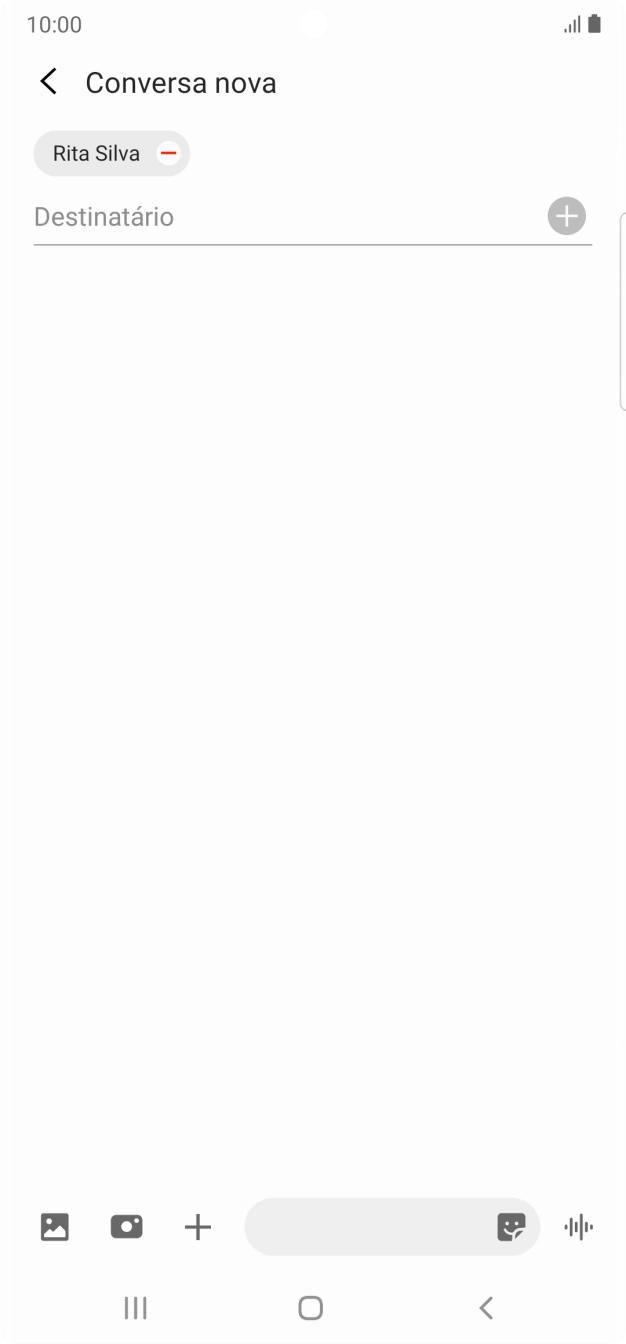 Prima o campo de escrita e escreva o texto da sua mensagem multimédia.