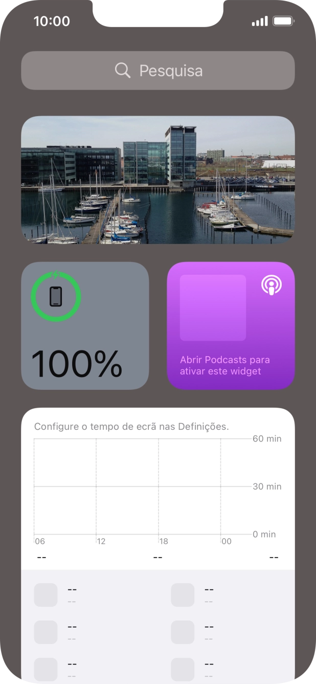 Deslize o dedo para cima no ecrã.