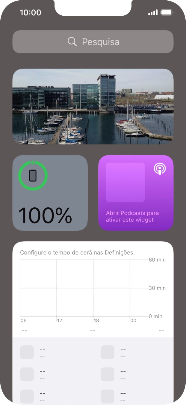 Deslize o dedo para cima no ecrã.