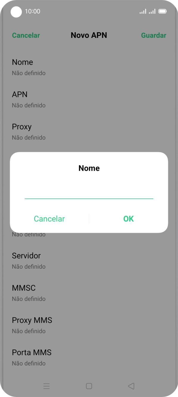 Introduza Vodafone Internet e prima OK.