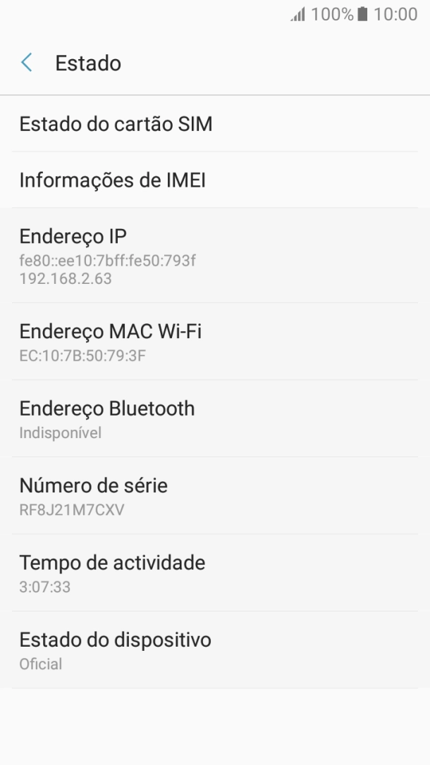 Prima  Informações de IMEI.