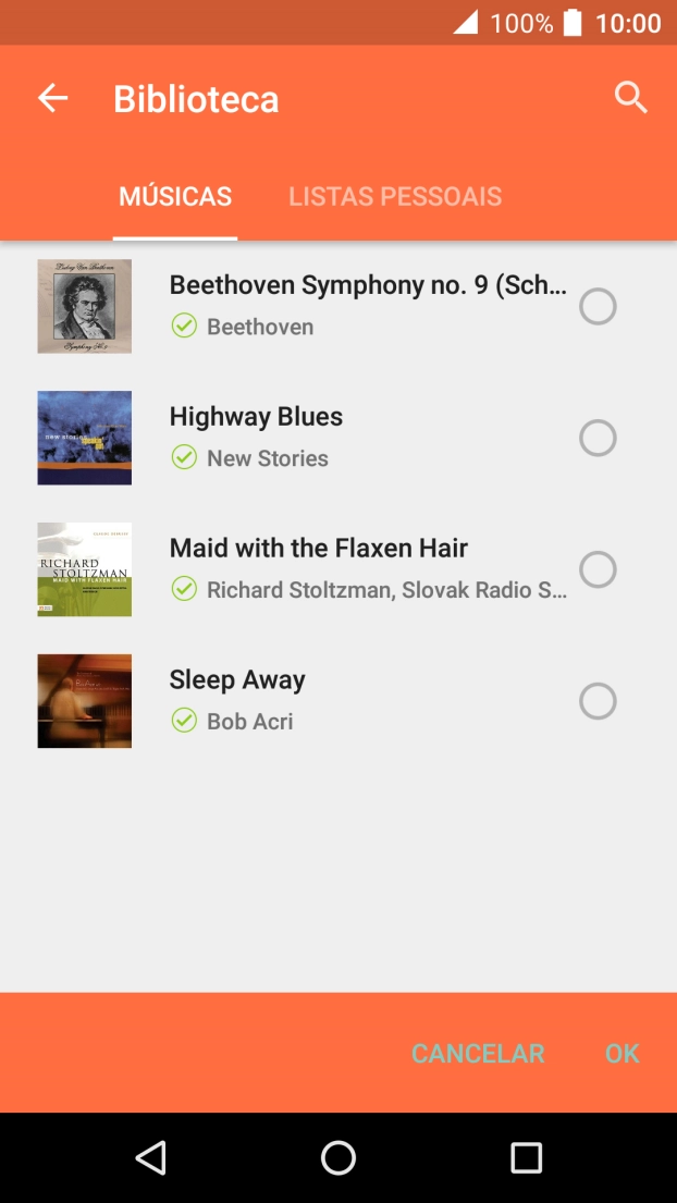 Prima o ficheiro de música pretendido para o ouvir.