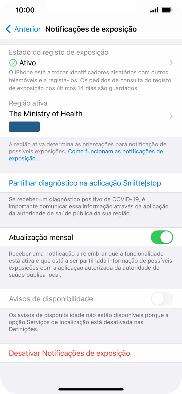 Prima Estado do registo de exposição.