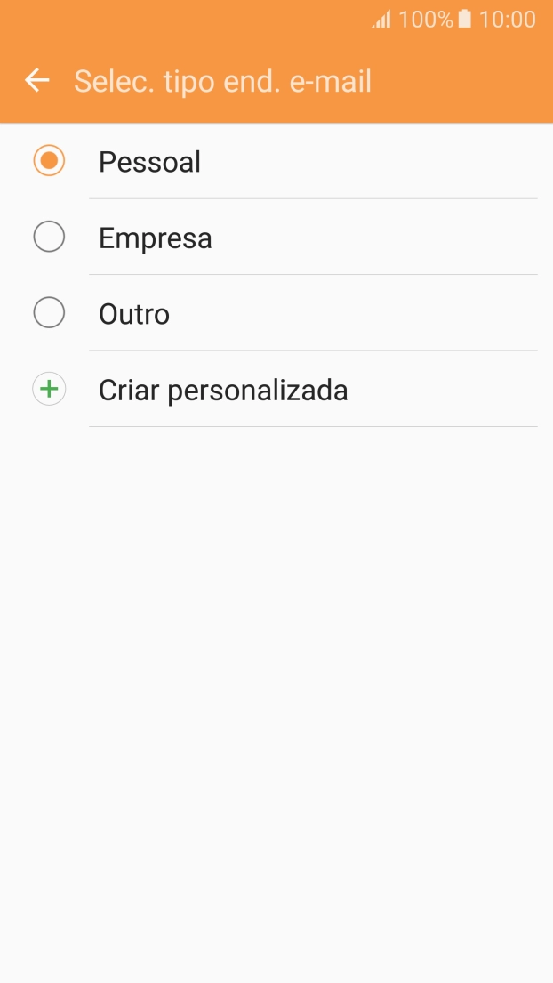 Prima o tipo de e-mail pretendido.