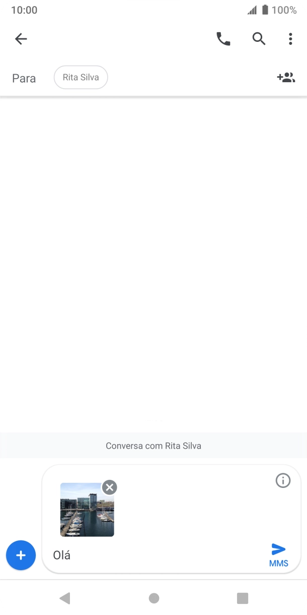 Prima o ícone para enviar quando terminar de escrever a sua mensagem multimédia.