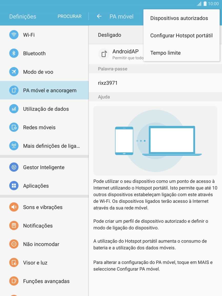Prima Configurar Hotspot portátil.