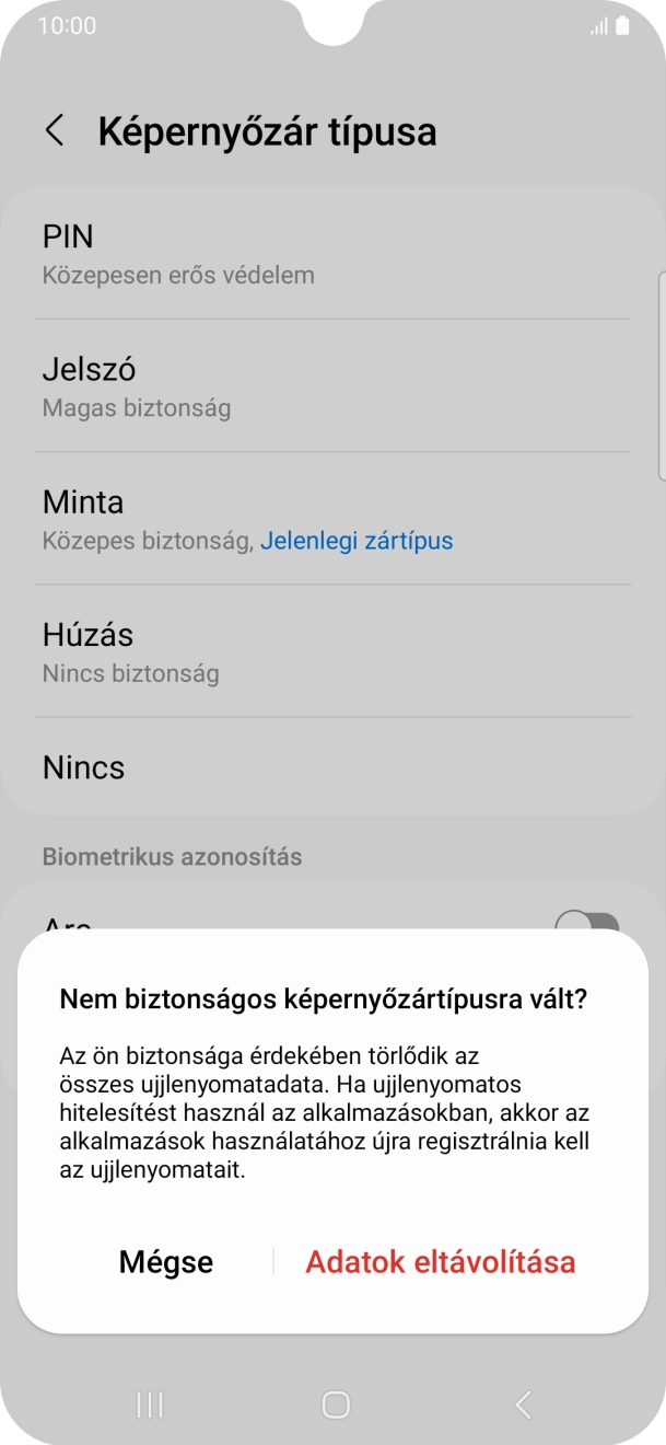 Válaszd az Adatok eltávolítása lehetőséget.
