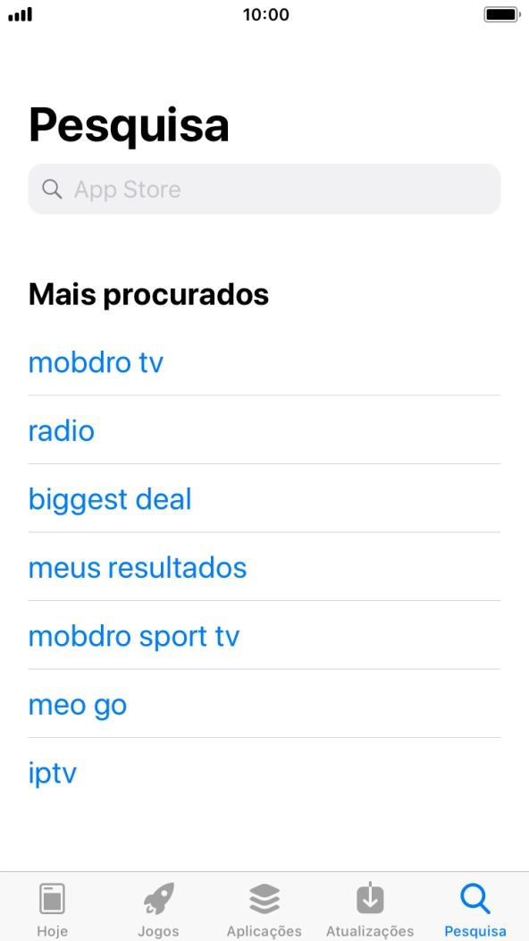 Prima o campo de pesquisa e introduza o nome ou categoria da app pretendida.