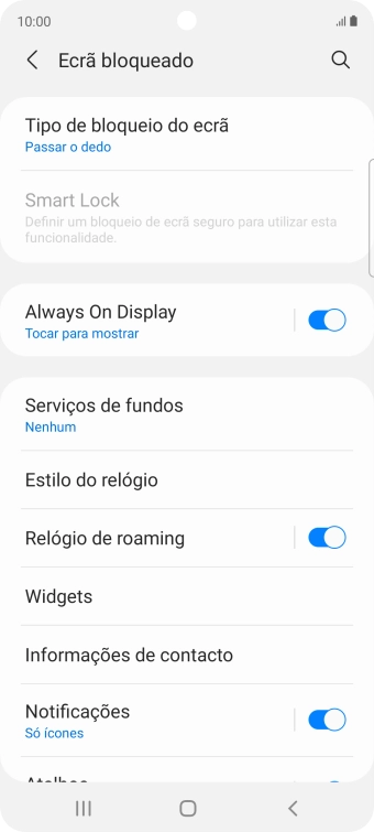 Prima Tipo de bloqueio do ecrã.