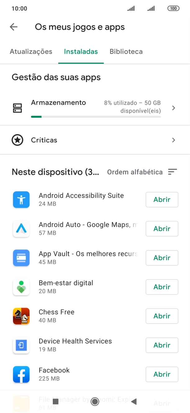 Prima a app pretendida.