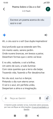 É possível solicitar à Gemini que gere um texto baseado na sua descrição.