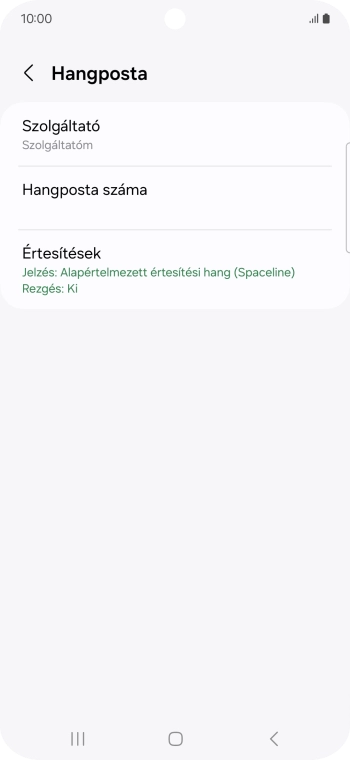Válaszd a Hangposta száma lehetőséget.