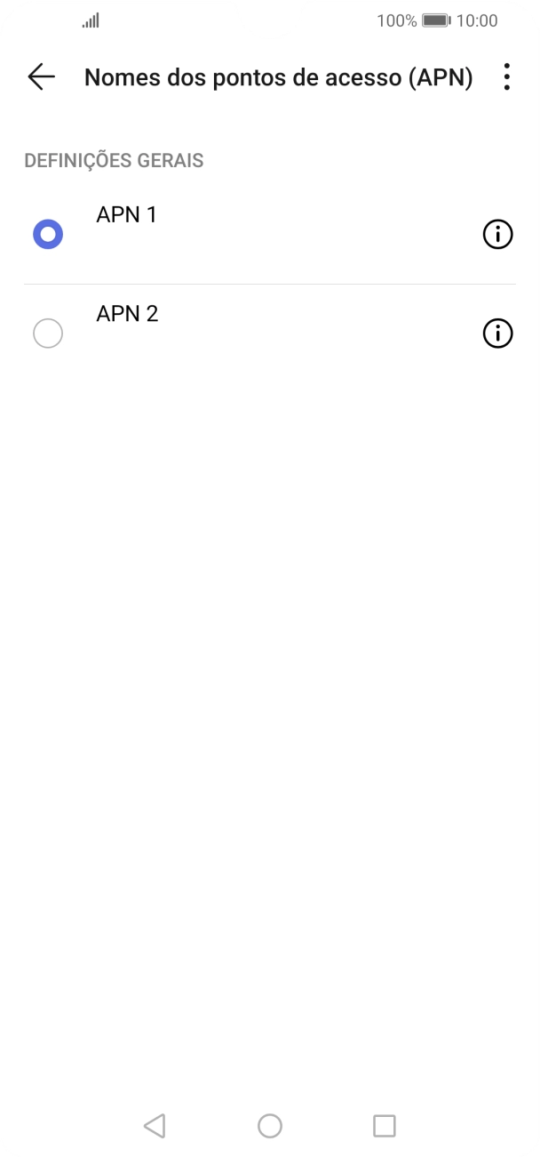 Prima o campo junto à ligação de dados pretendida para a ativar.