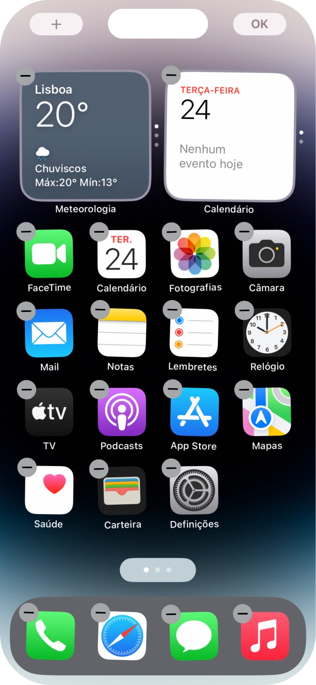 Prima o ícone de páginas do ecrã inicial.