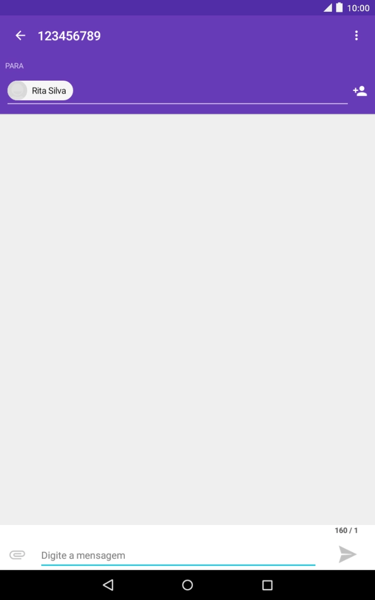 Prima o campo de escrita e escreva o texto da sua mensagem curta.