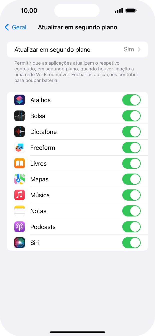 Prima Atualizar em segundo plano.