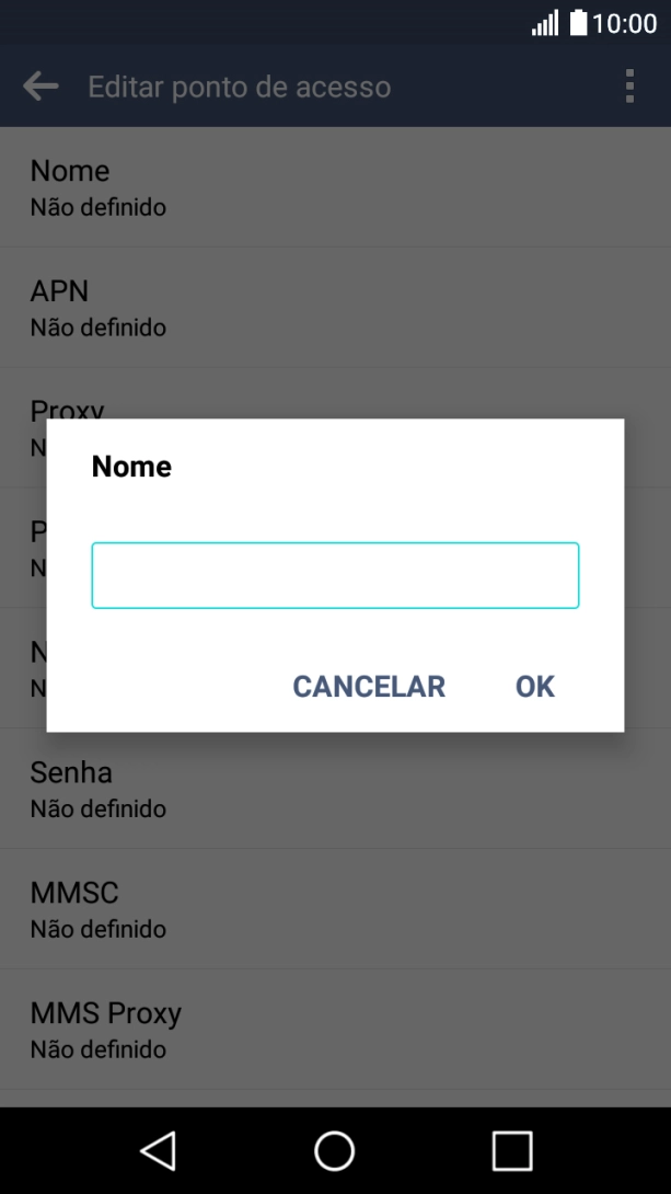 Introduza Vodafone Internet e prima OK.