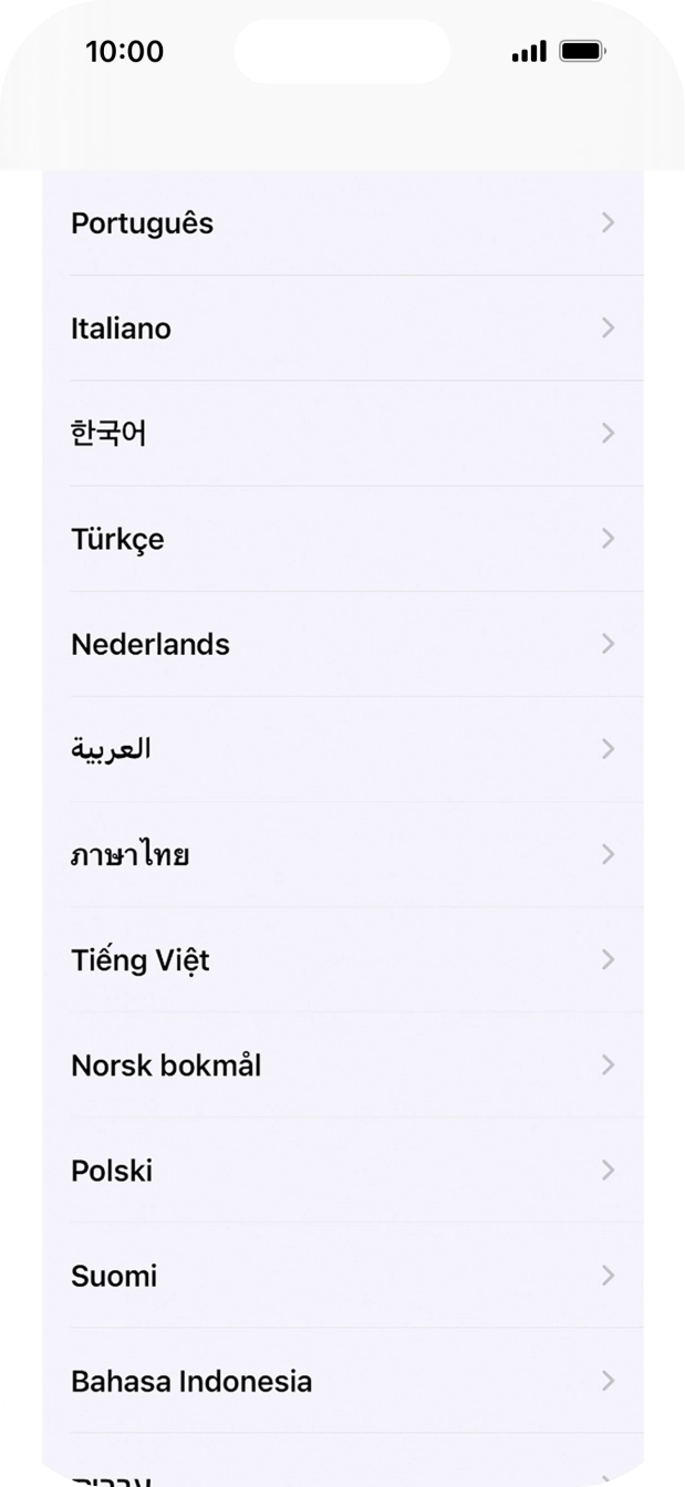Prima o idioma pretendido.