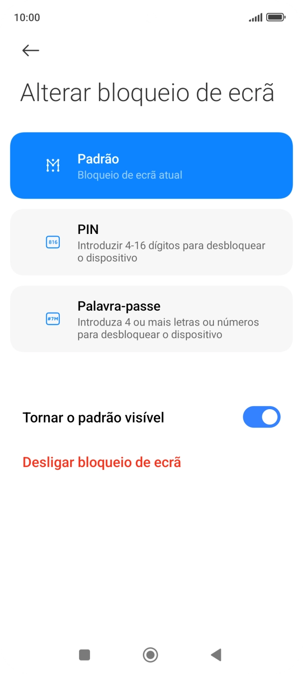 Prima Desligar bloqueio de ecrã e introduza o código adicional de bloqueio do telefone que criou anteriormente.