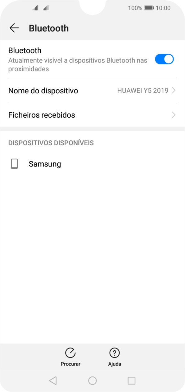 Prima o dispositivo Bluetooth pretendido e siga as indicações no ecrã para emparelhar o dispositivo pretendido com o telefone.