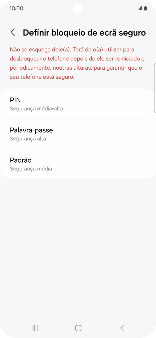 Prima o código de bloqueio do telefone pretendido e siga as indicações no ecrã para estabelecer um código de bloqueio adicional.