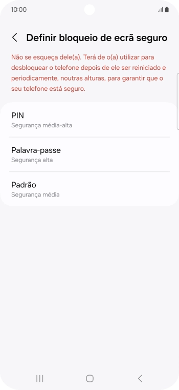 Prima o código de bloqueio do telefone pretendido e siga as indicações no ecrã para estabelecer um código de bloqueio adicional.