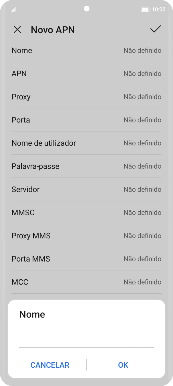 Introduza Vodafone Internet e prima OK.