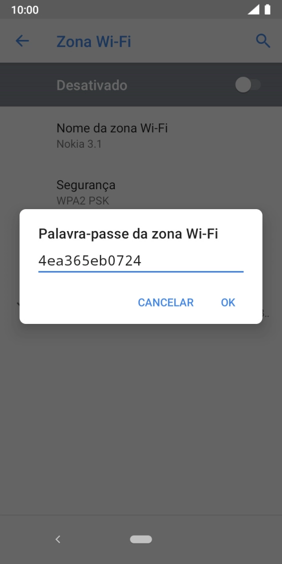 Introduza a password pretendida e prima OK.
