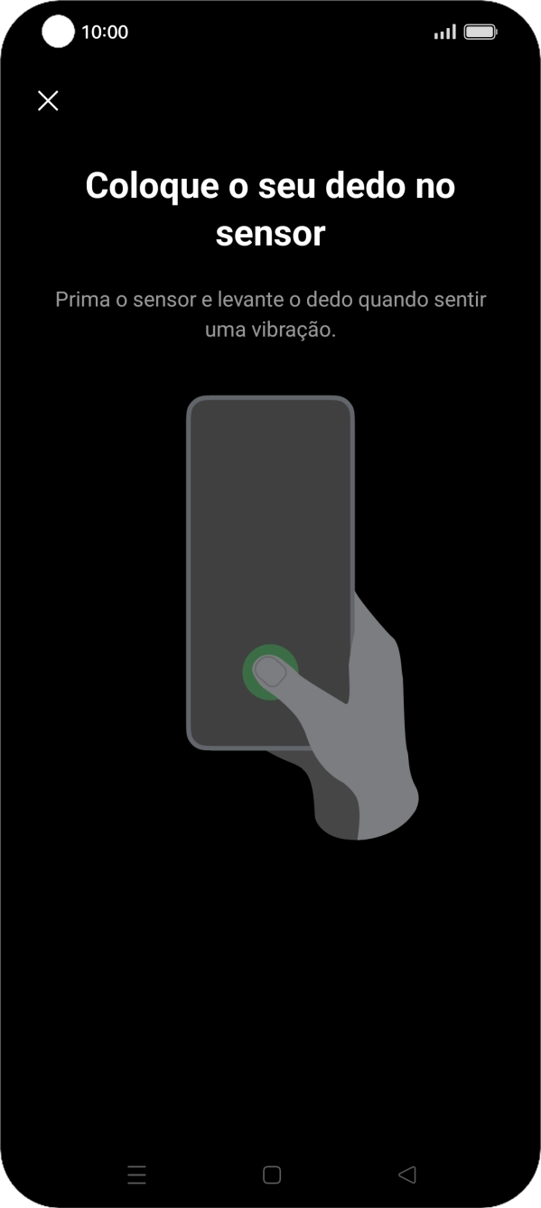 Siga as indicações no ecrã para definir a impressão digital como código de bloqueio.