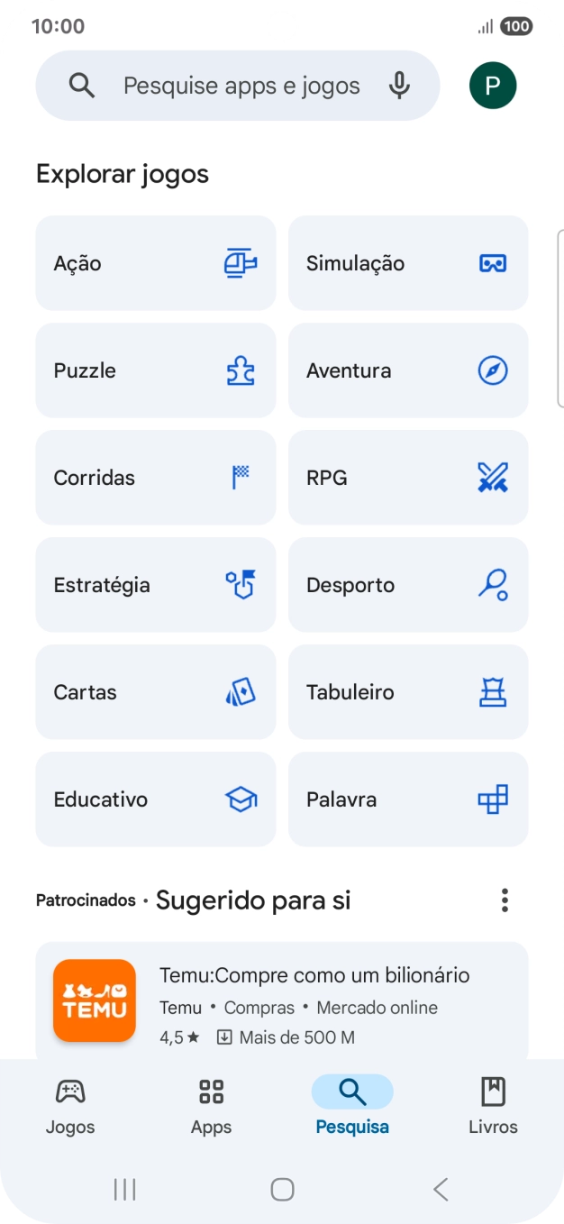 Prima a caixa de pesquisa.