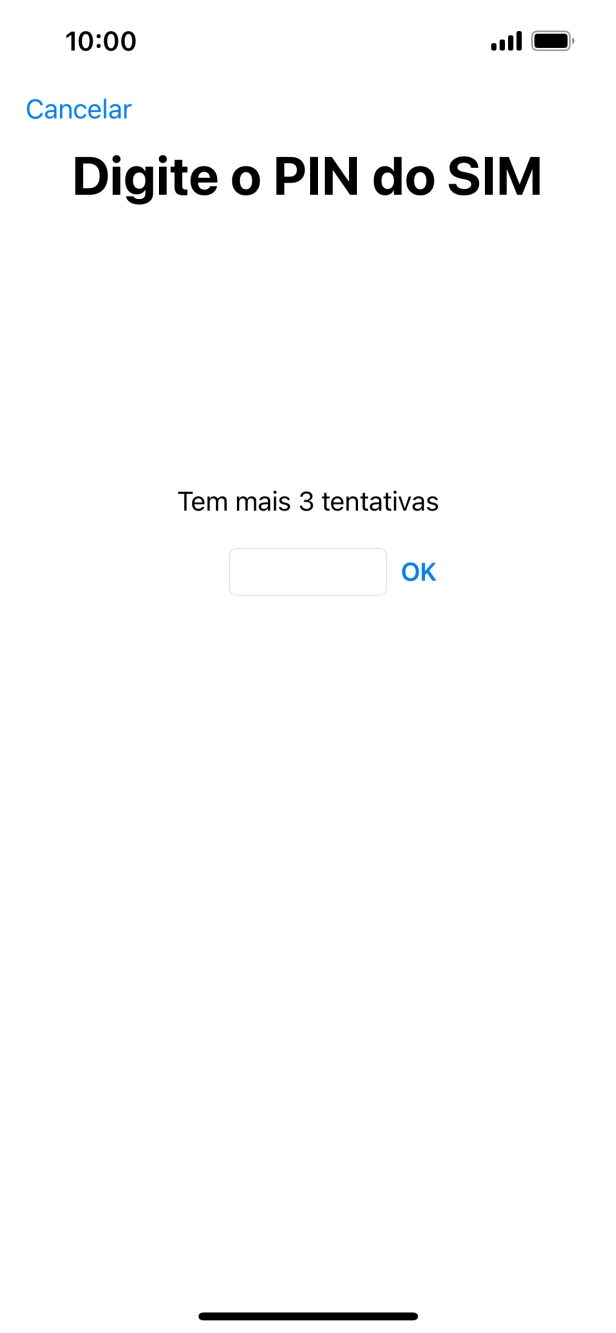 Se o cartão SIM estiver bloqueado, deve introduzir o código PIN e premir OK.