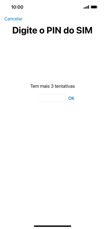 Se o cartão SIM estiver bloqueado, deve introduzir o código PIN e premir OK.