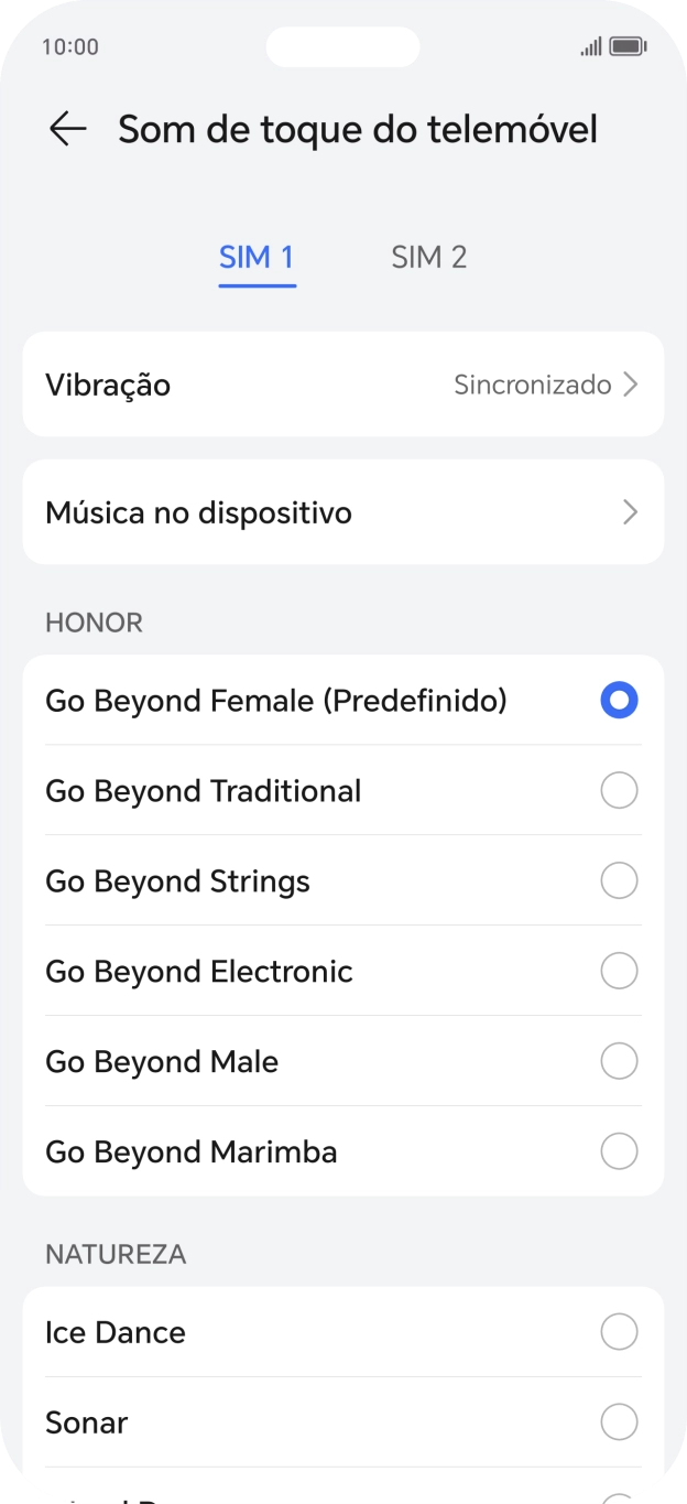 Prima os tons de toque pretendidos para os ouvir.