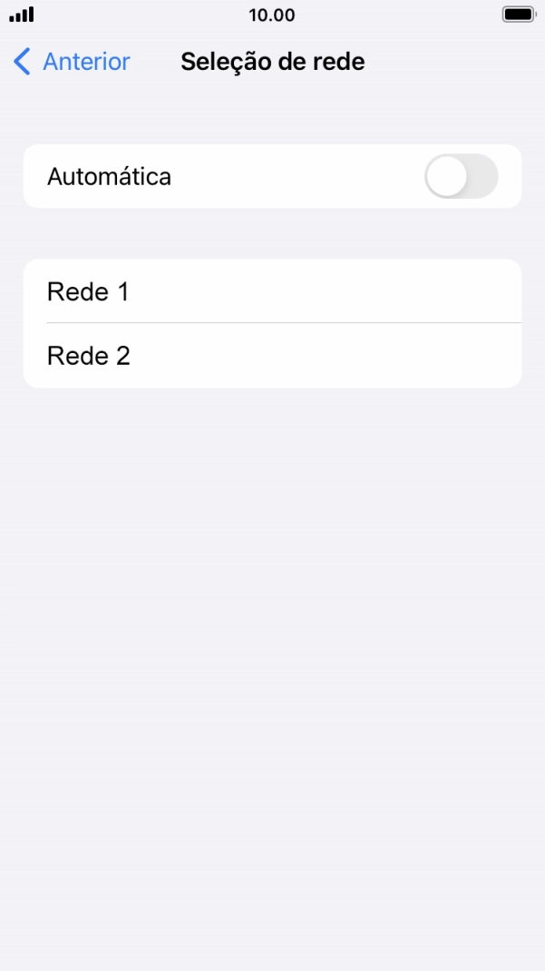 Se desativar a função, prima a rede pretendida.