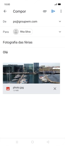 Prima o ícone para enviar quando terminar de escrever o seu e-mail.