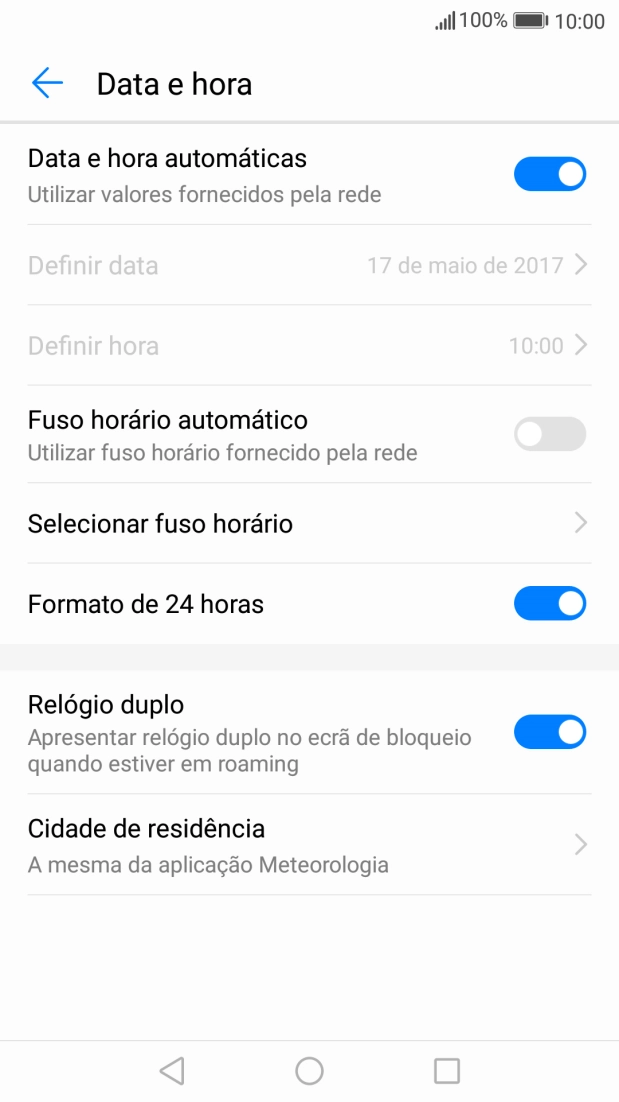 Prima Fuso horário automático para ativar a função.