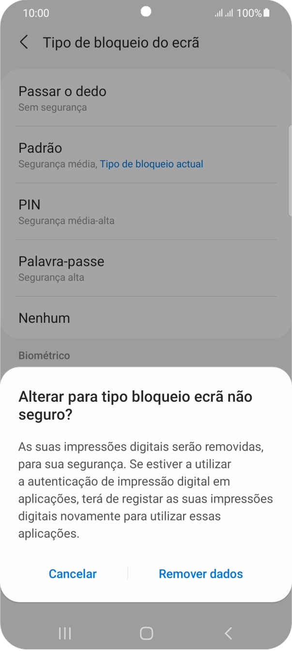 Prima Remover dados.