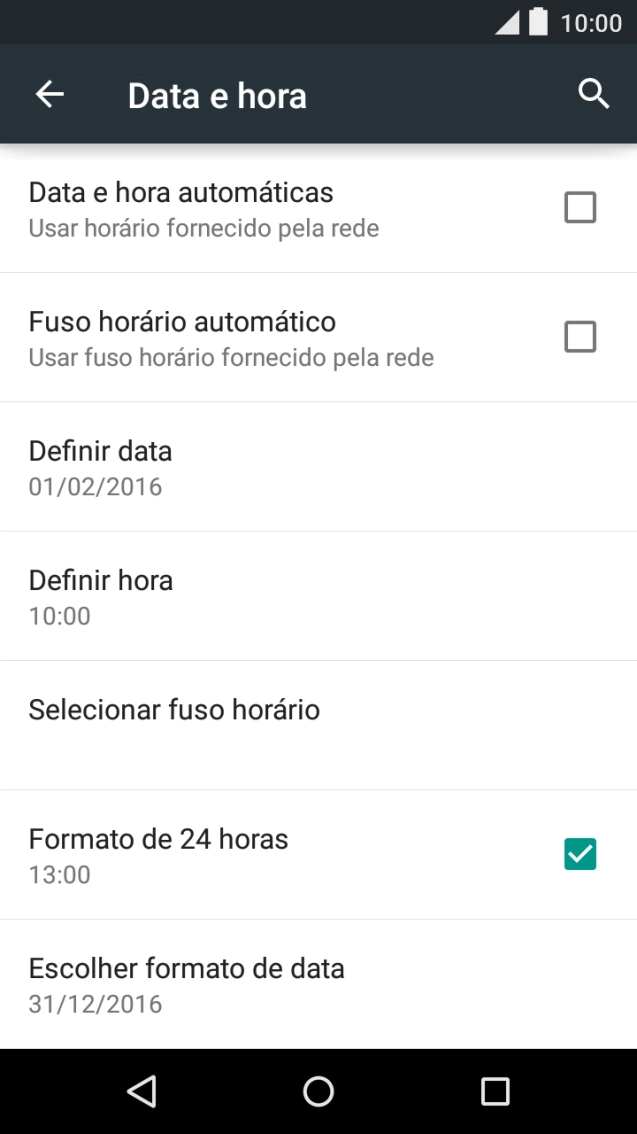 Prima Data e hora automáticas para ativar a função.